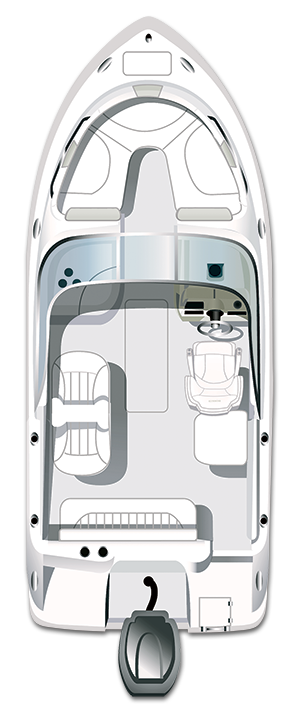 Overhead view of the  Robalo R227 